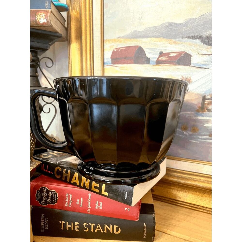 Mosser Glass 80 oz Panel Batter Bowl — Black Glass 5.75" H x 11" D